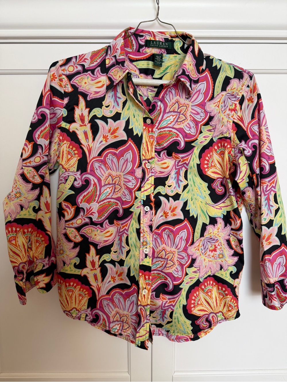 Ralph Lauren Black Multi Paisley Button-Down Shirt- XS
